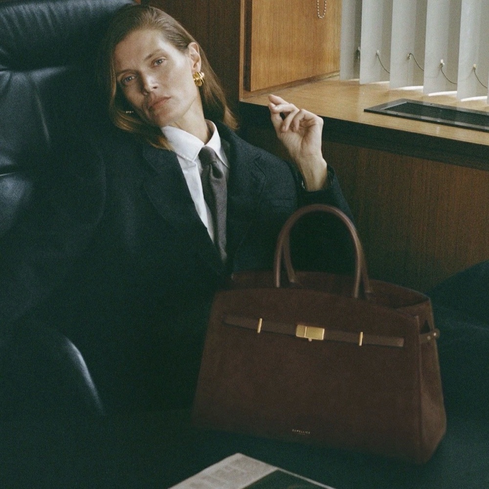 Demellier The Midi Hudson  Mocha Suede & Mocha Smooth - Picture 2 of 9